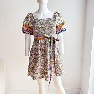 Lost + Wander Floral Puff Sleeve Mini Dress M